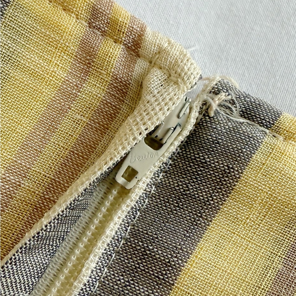 Vintage Striped Yellow and Gray Summer Dress - Picture 9 of 11